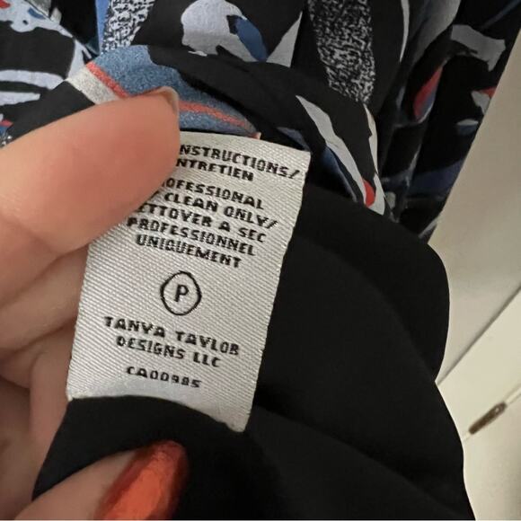 Tanya Taylor Oral Blue Floral Silk One Shoulder Blouse - Picture 8 of 8